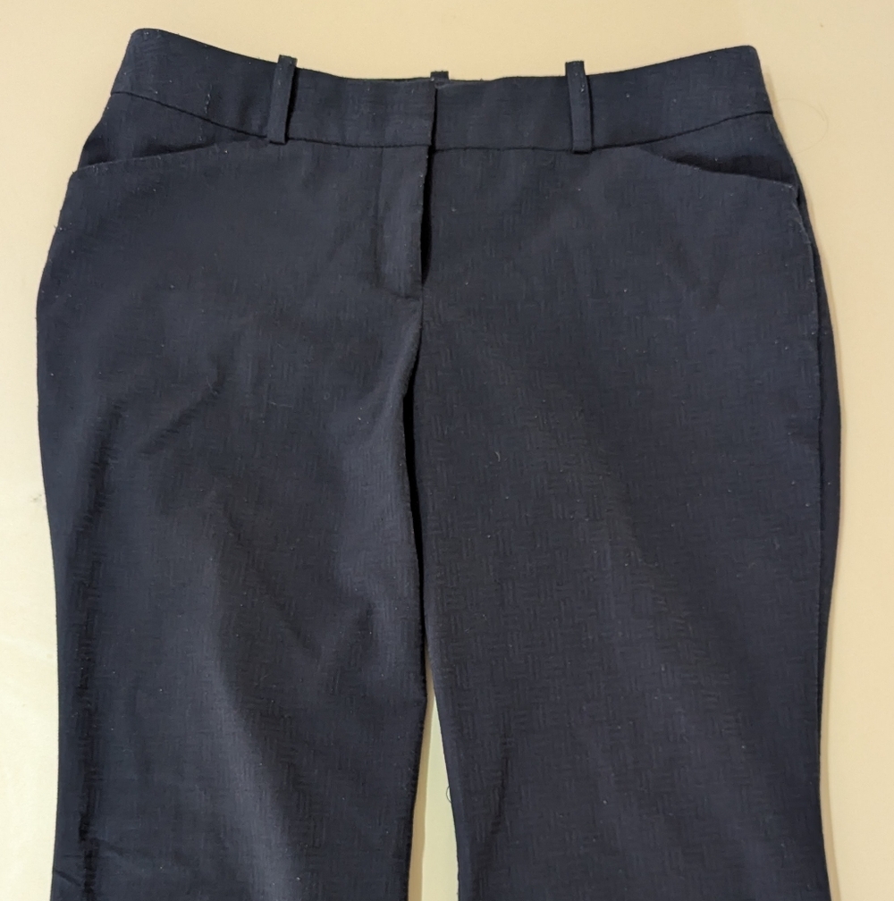 Worthington Navy Textured Wide-Leg Pants
